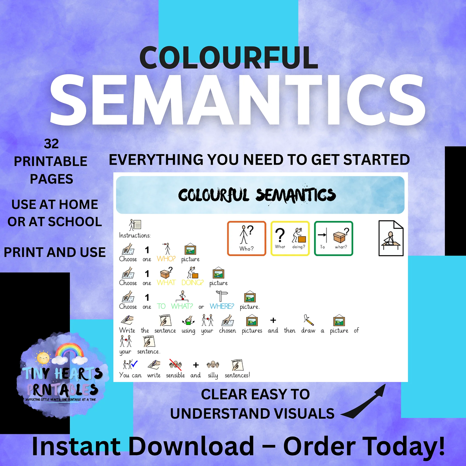 Colourful Semantics Posters Icon Card Packs | 36 Pages of Who, What Doing, Where, Describe Worksheets & Visuals | SEN, SLT, EYFS, Speech product image (7)