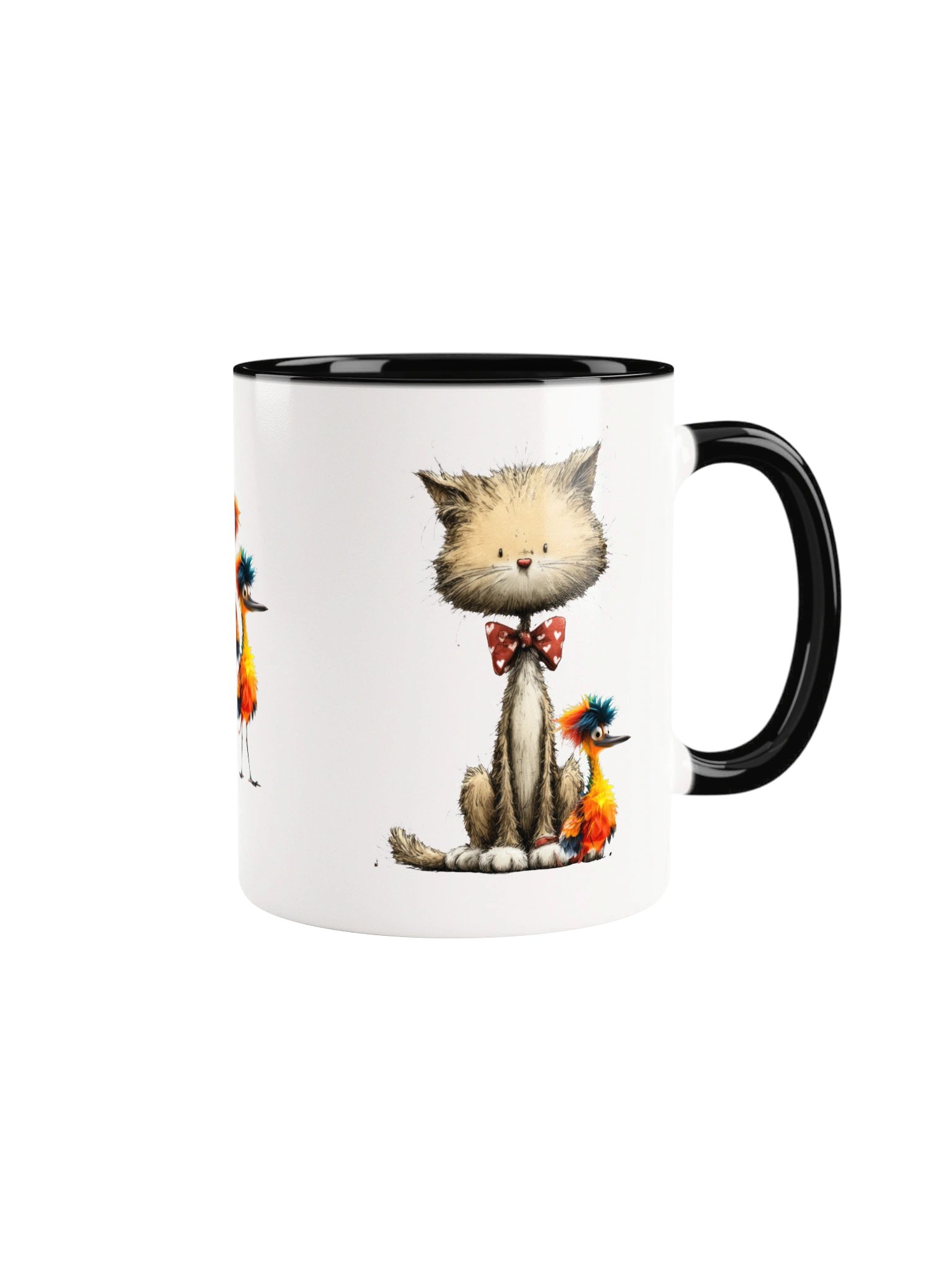 Whimsical Cat & Bird Accent Mug product image (1)