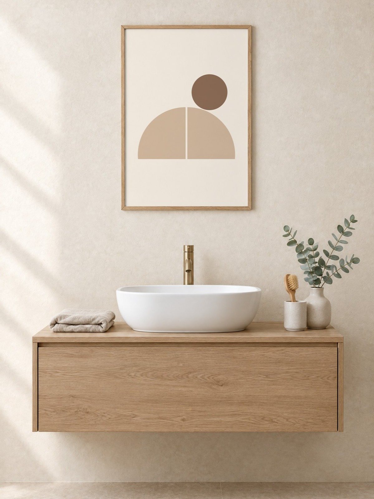 Beige Split Arch Sun Print | Boho Bathroom Wall Art product image (1)