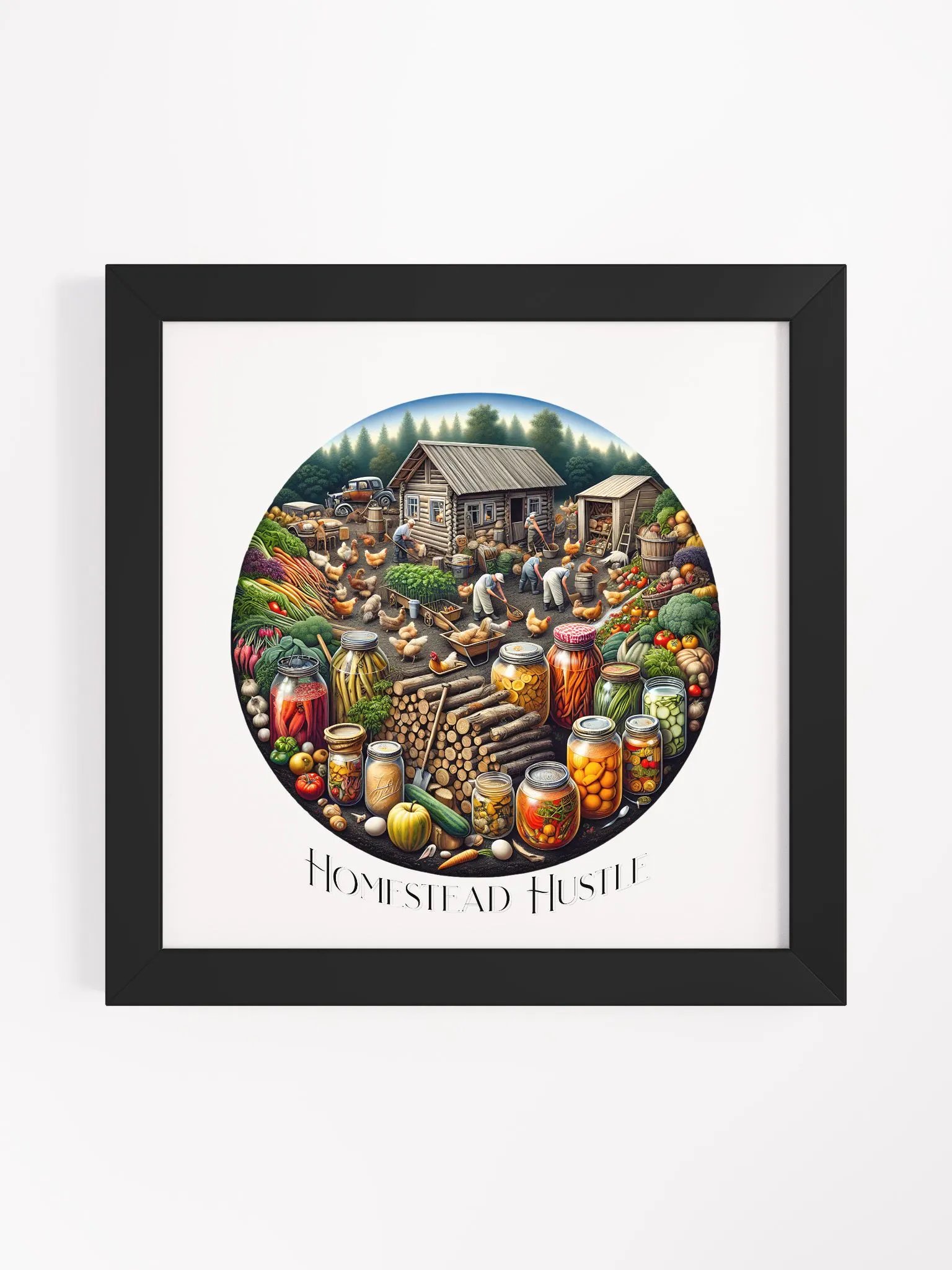 Homestead Hustle Framed Square Poster | Farm Life Motivation | Hard Work Pays Off | Hustle on the Homestead | Farm, Hustle, Thrive | DIY Farm Life Motivation | From Farm to Hustle product image (1)