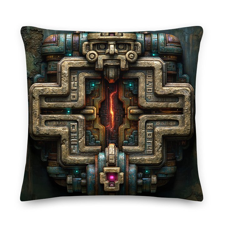 Core Transmission Seal I — Ancient Machine Relic Cushion Cover 22x22 product image (2)