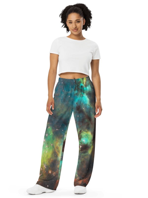 Green Galaxy Unisex Wide-Leg Pants product image (1)