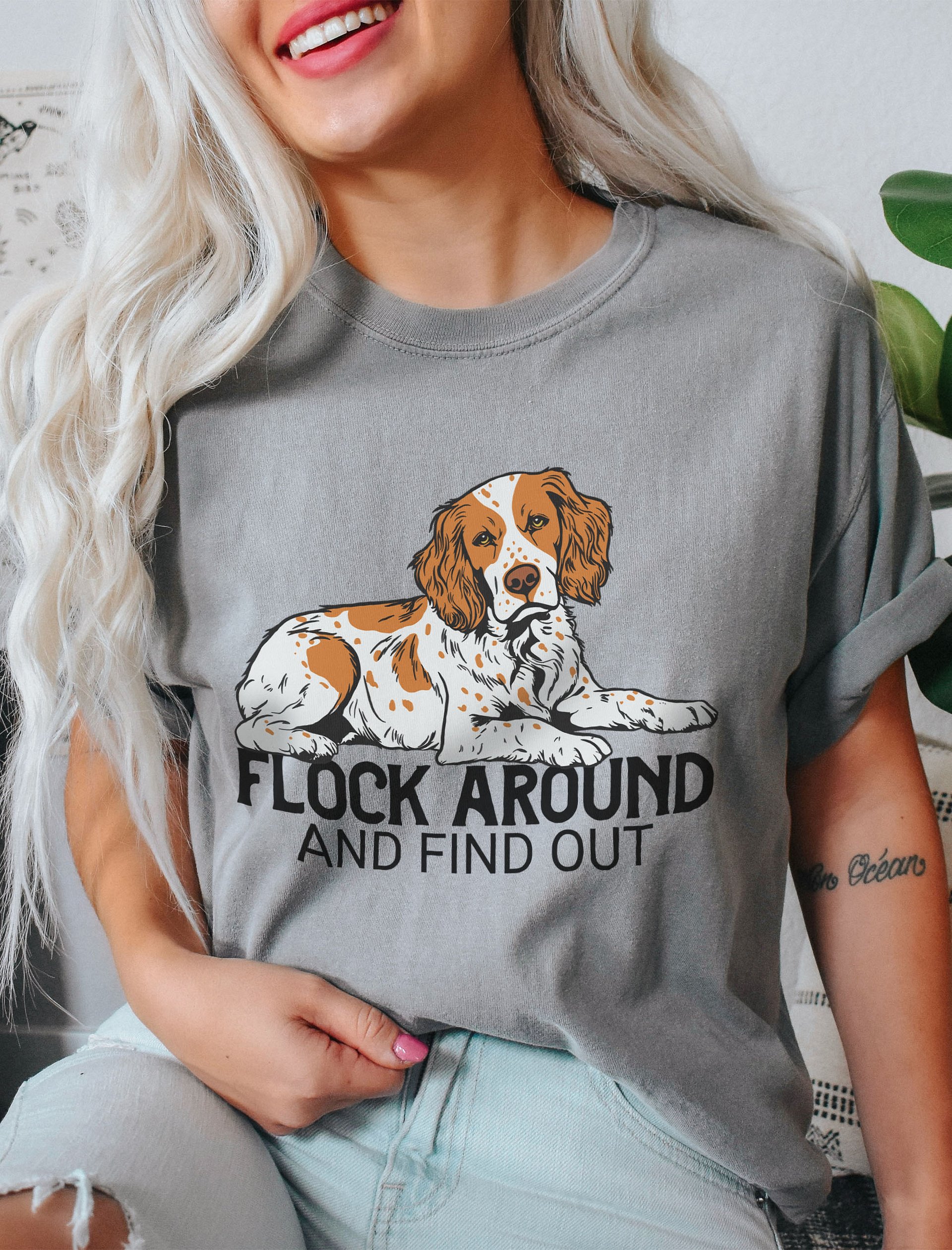 Flock Around and Find Out T-Shirt of a Brittany Spaniel | Funny T-Shirt for Hunting Dog Paw-rents product image (2)