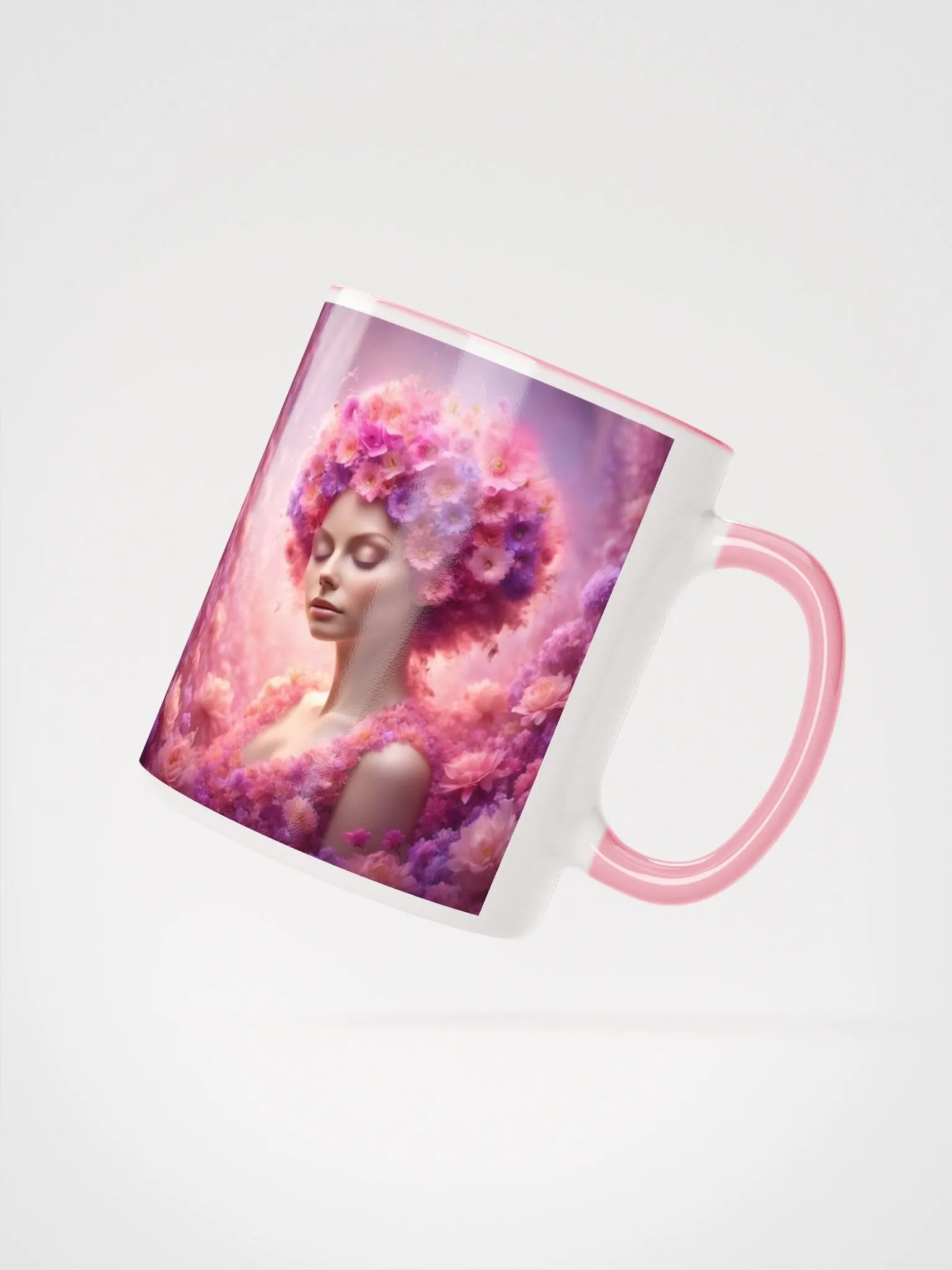 Pink Flower Girl Ceramic Mug product image (3)