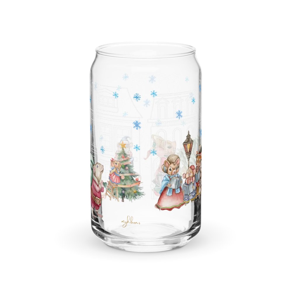 Prelude To Christmas Glass Can Tumbler | 16oz Holiday-Themed Drinkware | Festive Winter Scene Design product image (11)