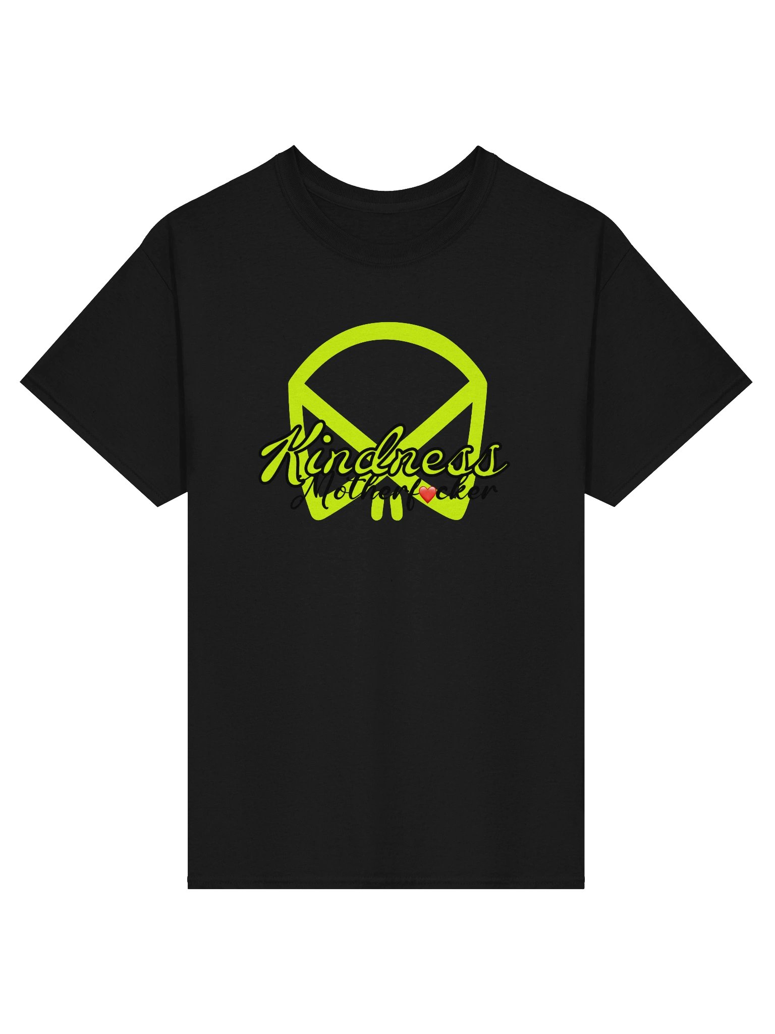 KINDNESS MOTHERF❤️CKER BOBUTAH SKULL LOGO (Neon & Black Script Tee) product image (4)