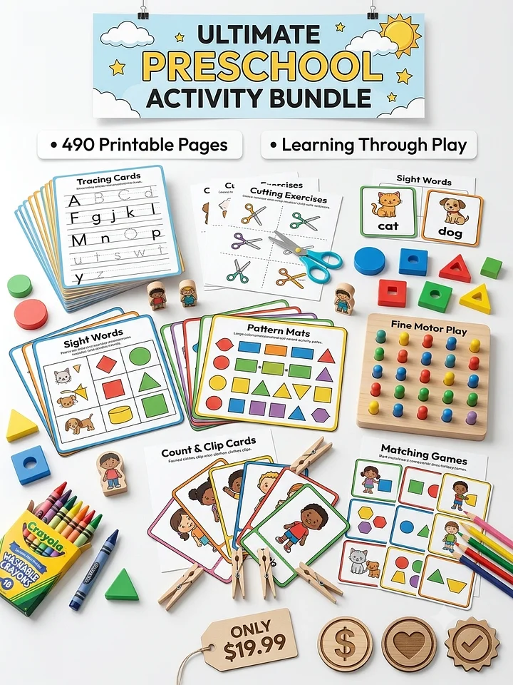 Ultimate Preschool Activity Bundle – 490+ Printables for Ages 3-6 (Instant Download) product image (2)