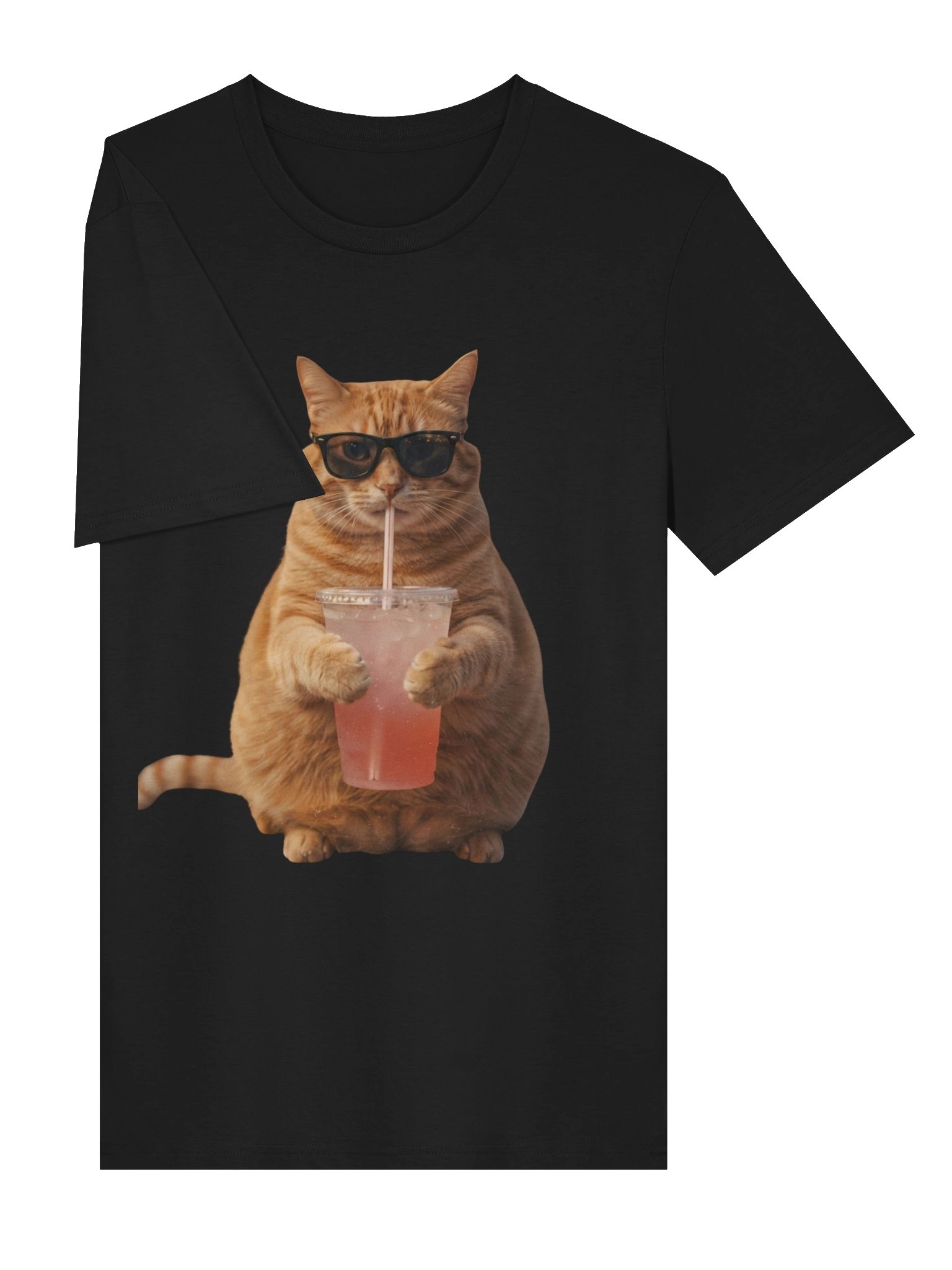 Cool Cat Sipping Drink T-Shirt product image (16)