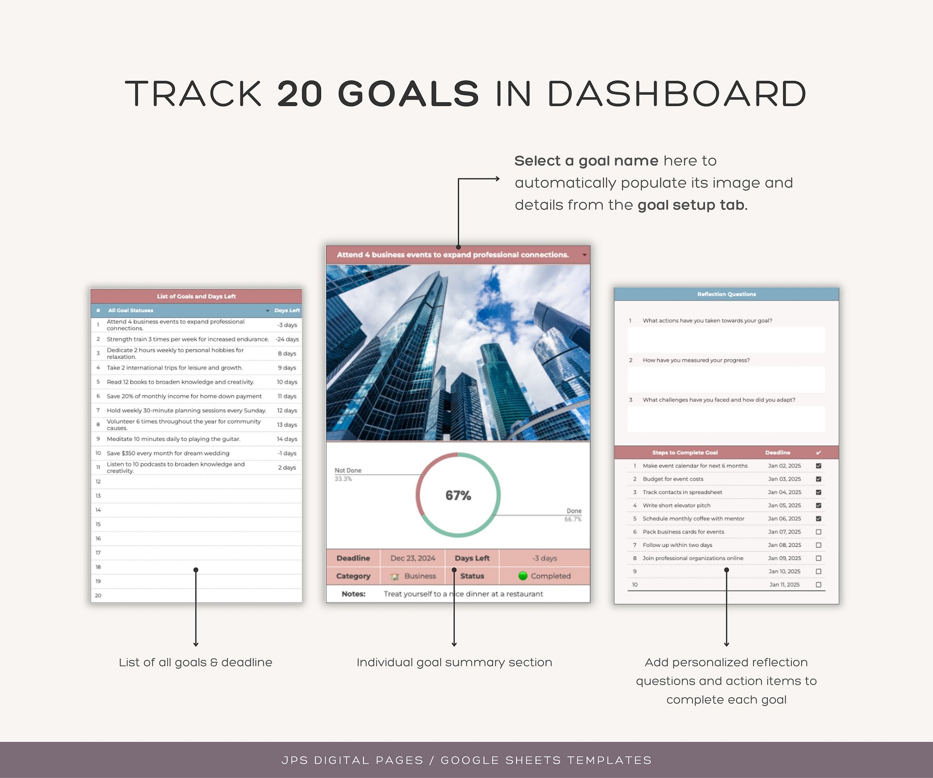 Goal Planner and Tracker, Google Sheets Template product image (5)