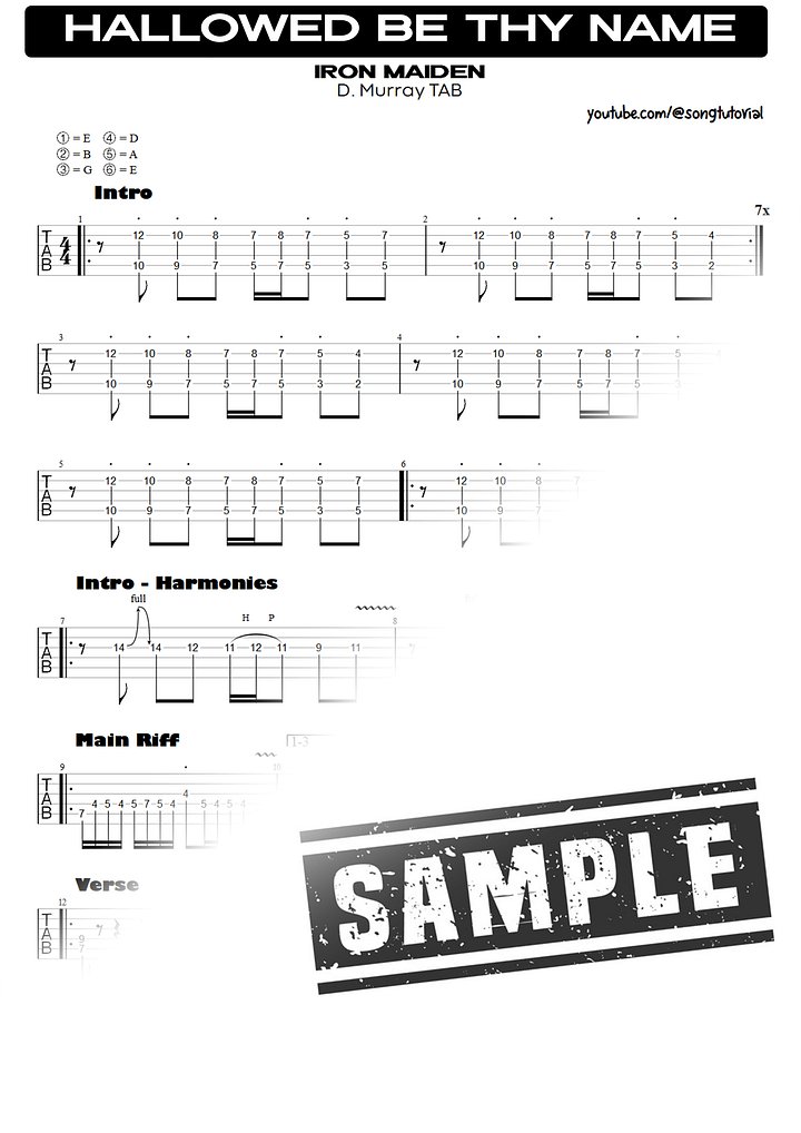 Hallowed Be Thy Name PDF TAB & Backing Track MP3 product image (2)