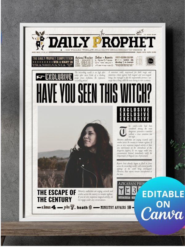 Magical Have You Seen This Witch? Newspaper 100% Customizable Template Bundle product image (1)