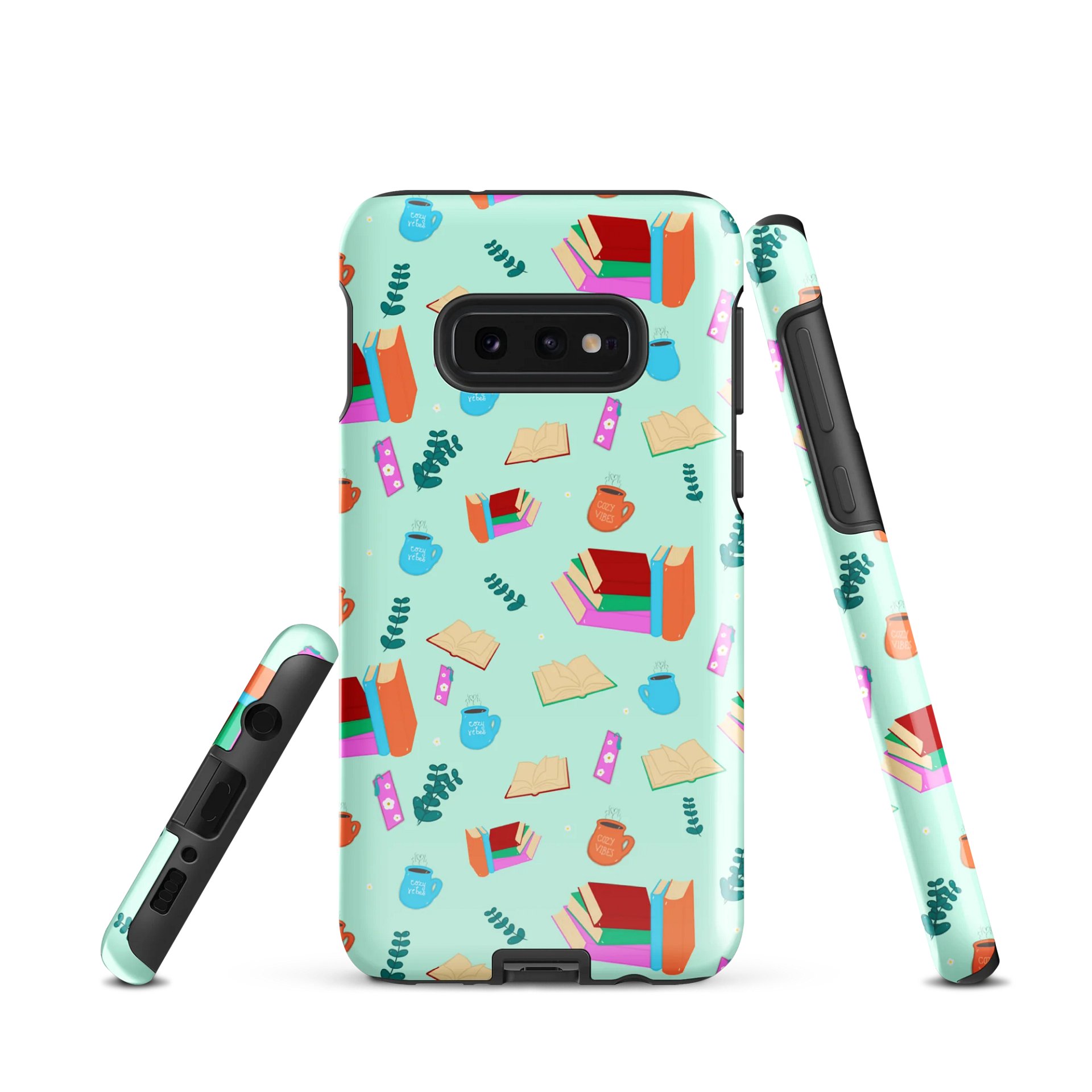 Cozy Book Lovers Pattern- Mint Background Samsung® Tough Case product image (1)