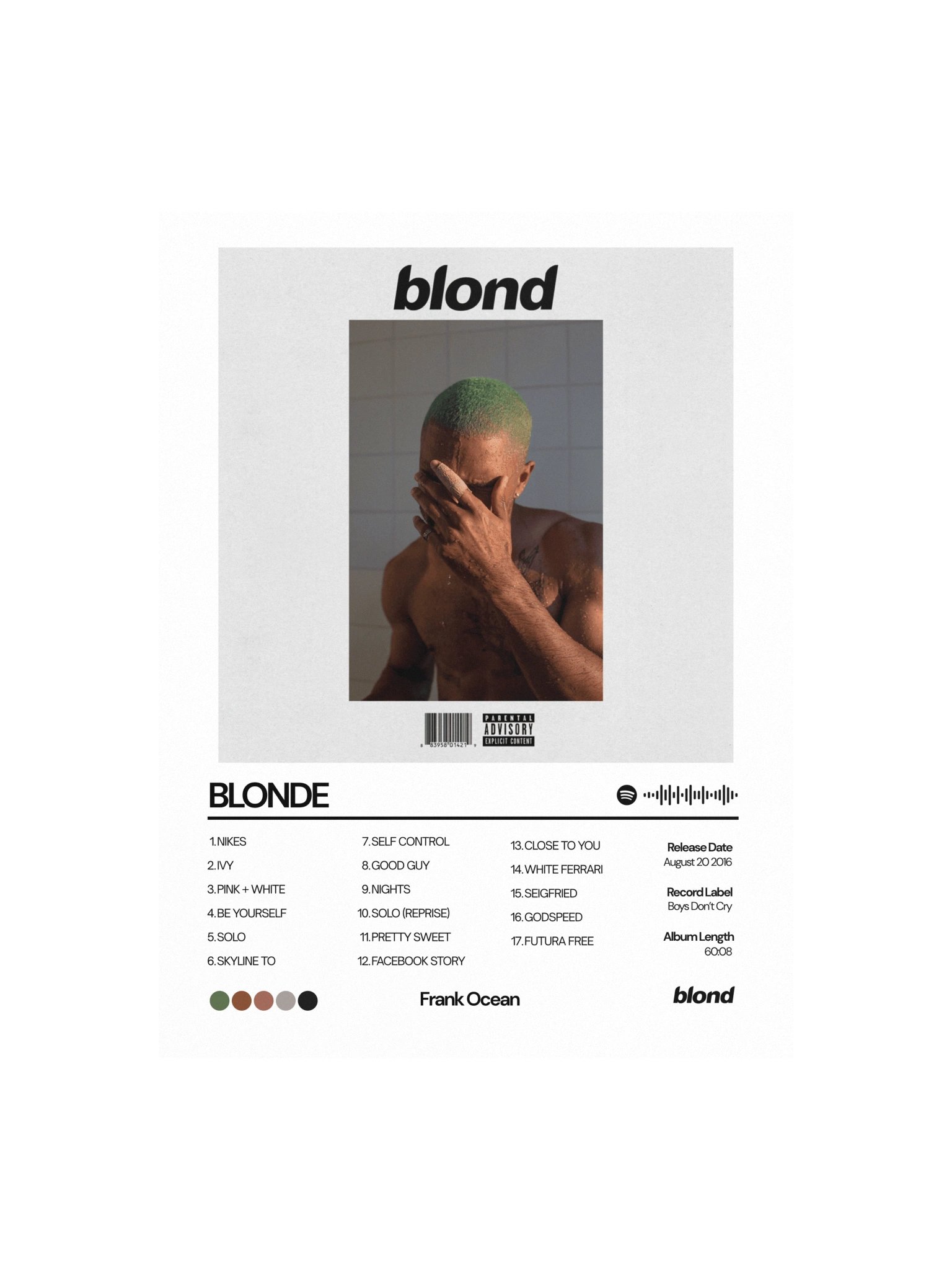Frank Ocean Blonde Album Unframed Poster product image (2)