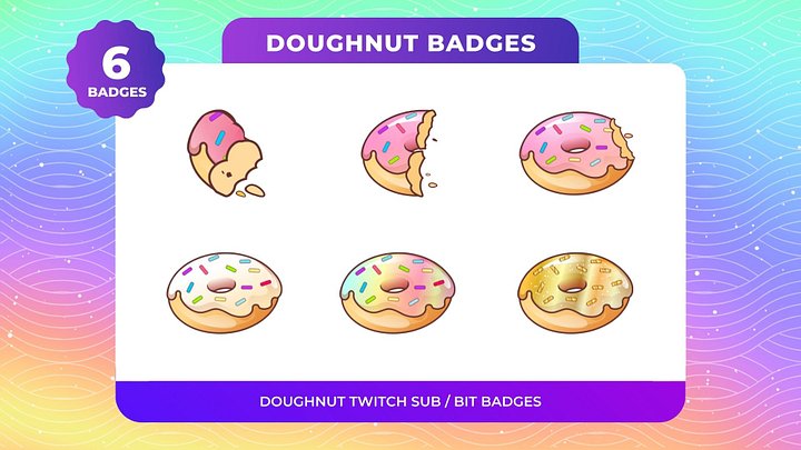 Fancy Donut Twitch Badges 6-Pack product image (1)