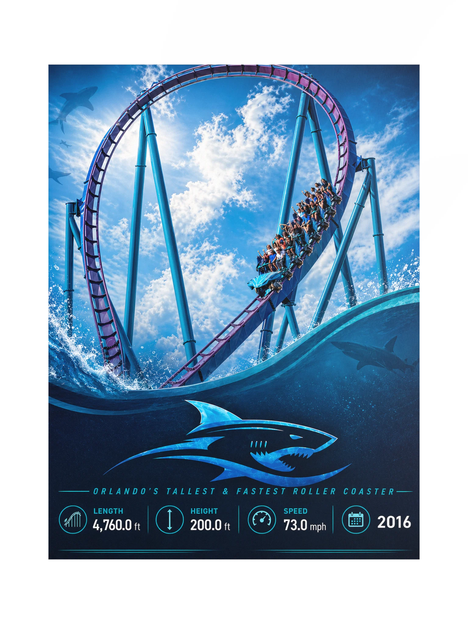 Mako - Orlando's Tallest & Fastest Roller Coaster Poster | 18x24" product image (1)