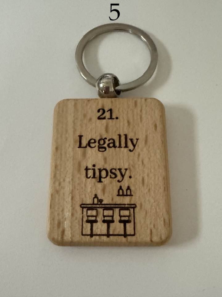Milestone Birthday Wooden Engraved Keychains | Age 21–70 | Handmade Gift for Him or Her (1) product image (5)