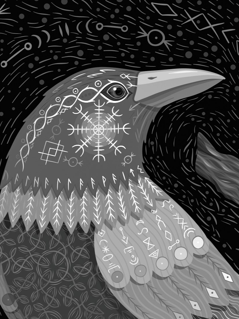 Odin's Raven Huginn & Muninn - Bird Art Print product image (2)