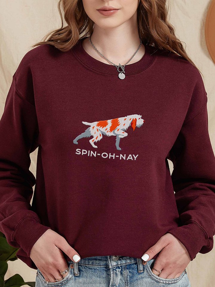 Spin-Oh-Nay Sweatshirt (Embroidered) of a Spinone Italiano(Orange & White) product image (2)
