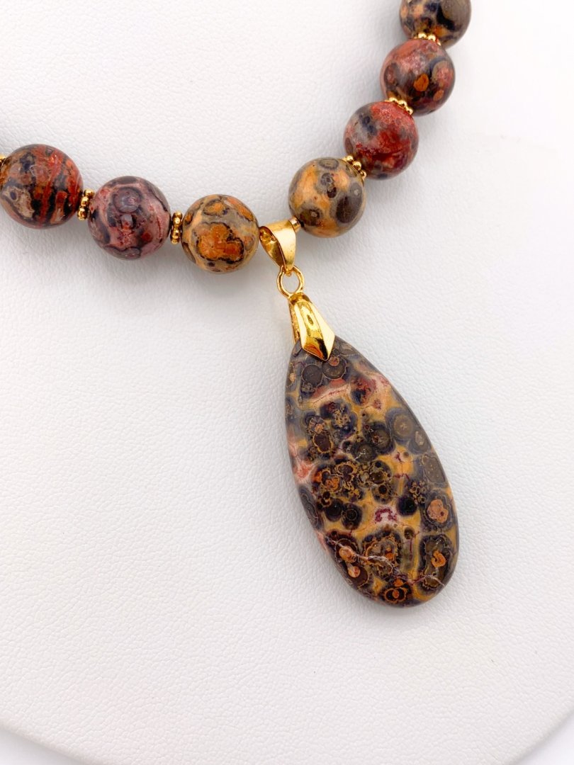 Leopard Jasper Beaded Pendant Necklace Set product image (2)