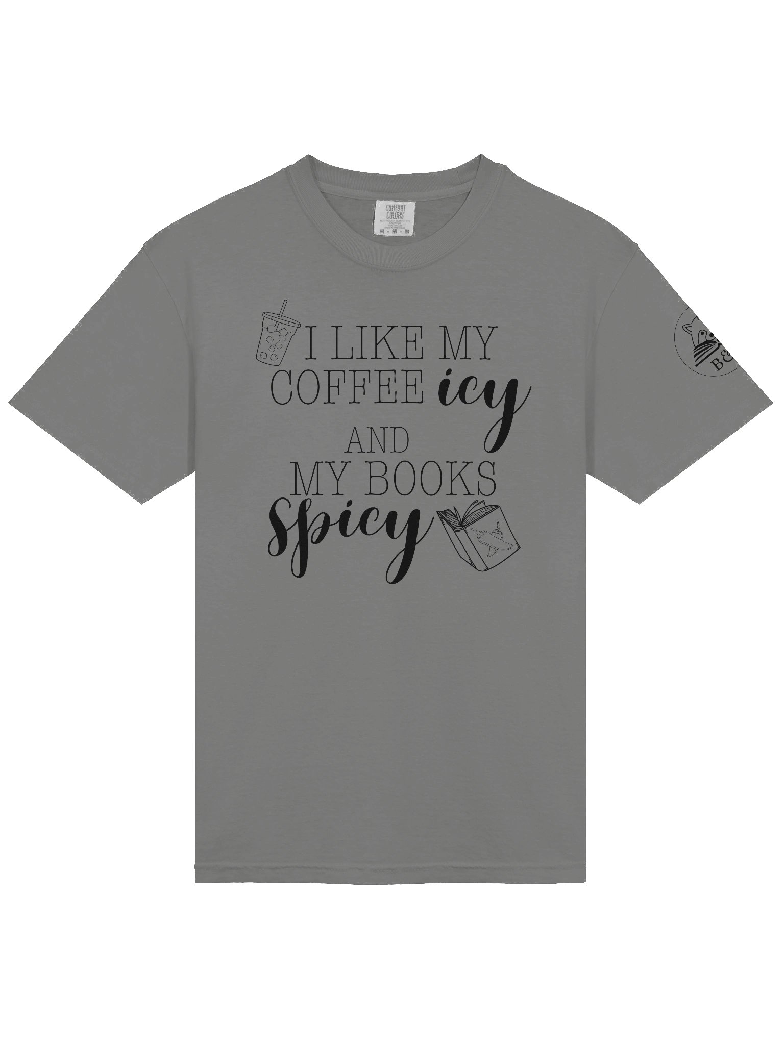 "Coffee Icy, Books Spicy" Comfort Tee product image (3)