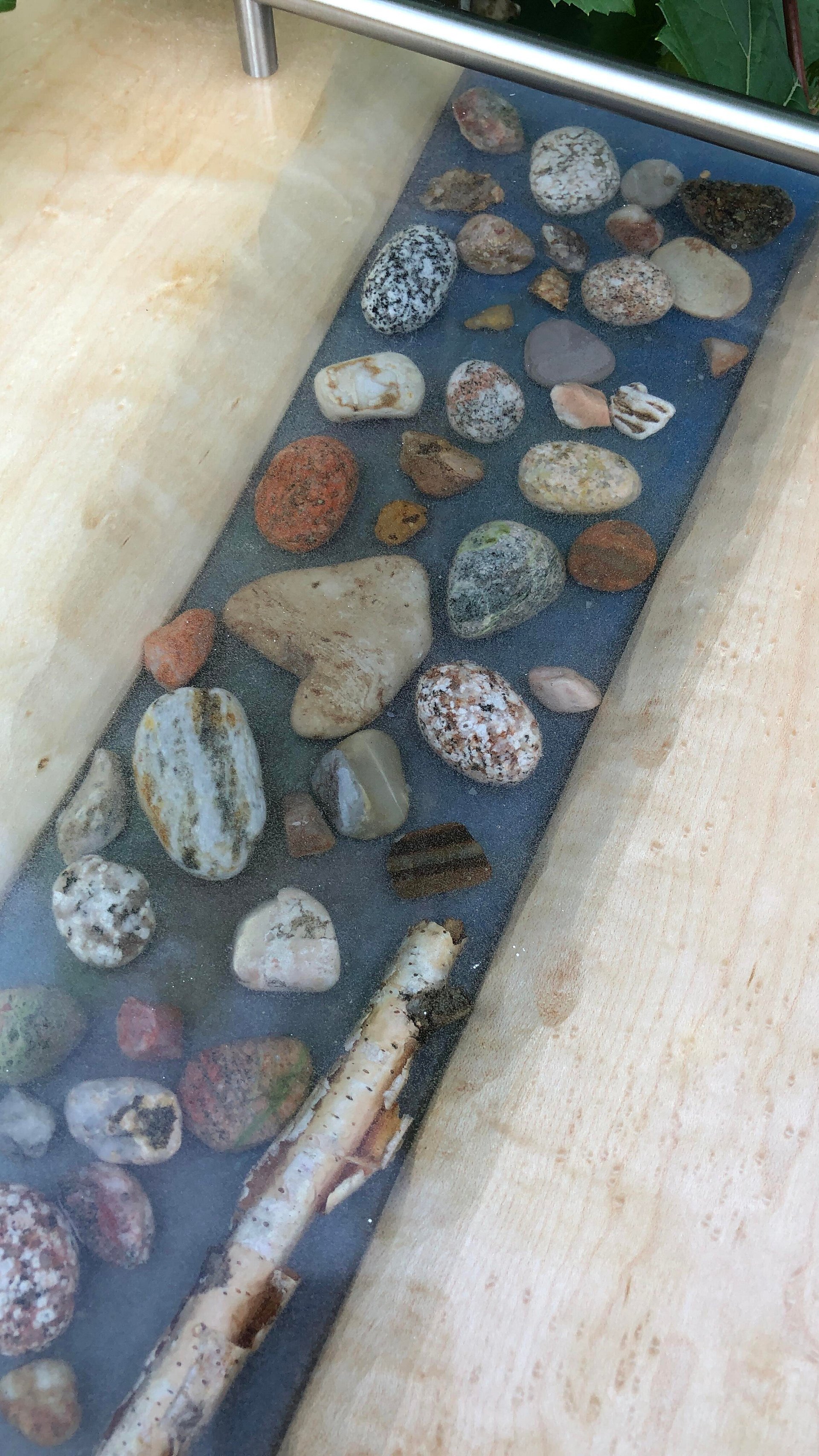 16" x19.75" x1" Birdseye maple and Lake Superior rocks River Charcuterie board product image (2)
