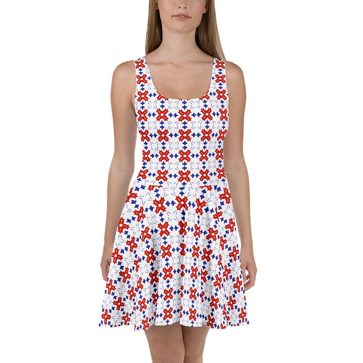Bold Red & Blue Floral Dress product image (1)