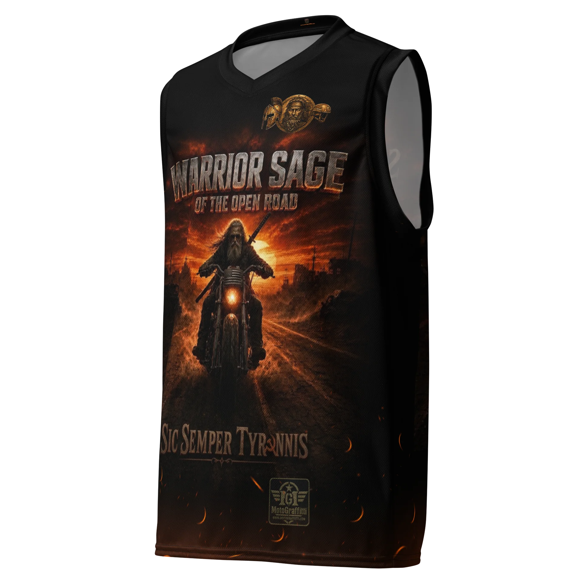 MötoGraffitti "Sic Semper Tyrannis" Sleeveless Moisture Wicking Riding Tee product image (1)