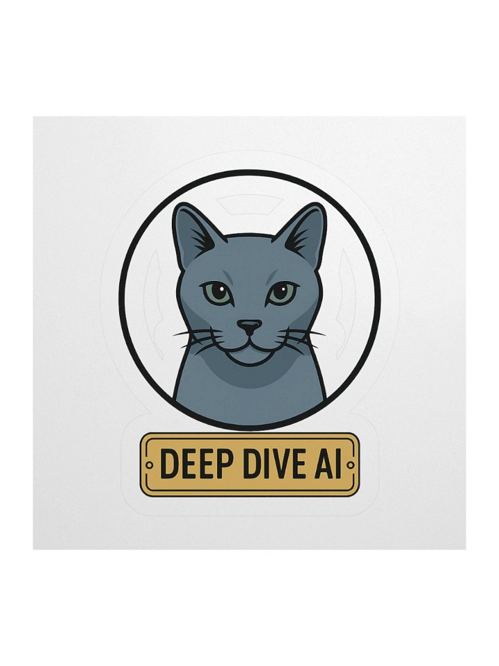 Deep Dive AI — Brass Plate Cat Emblem Sticker (Die-Cut, Matte) product image (1)