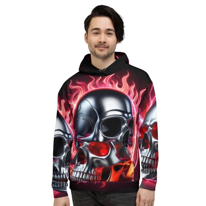 Flaming RoboSkull - Unisex Skull Hoodie #14 product image (2)