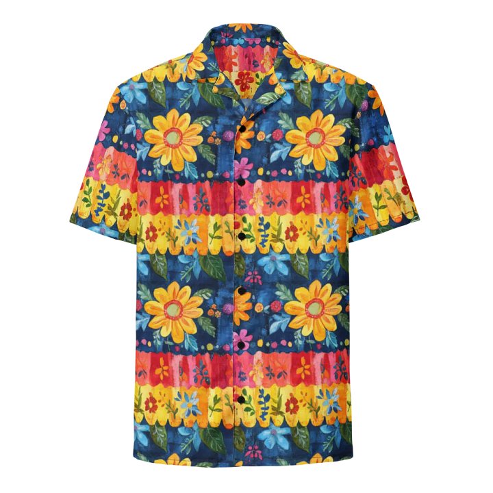 Mexican Folk Art Floral Pattern-Seamless Textured Stripe Hawaiian Shirt product image (1)