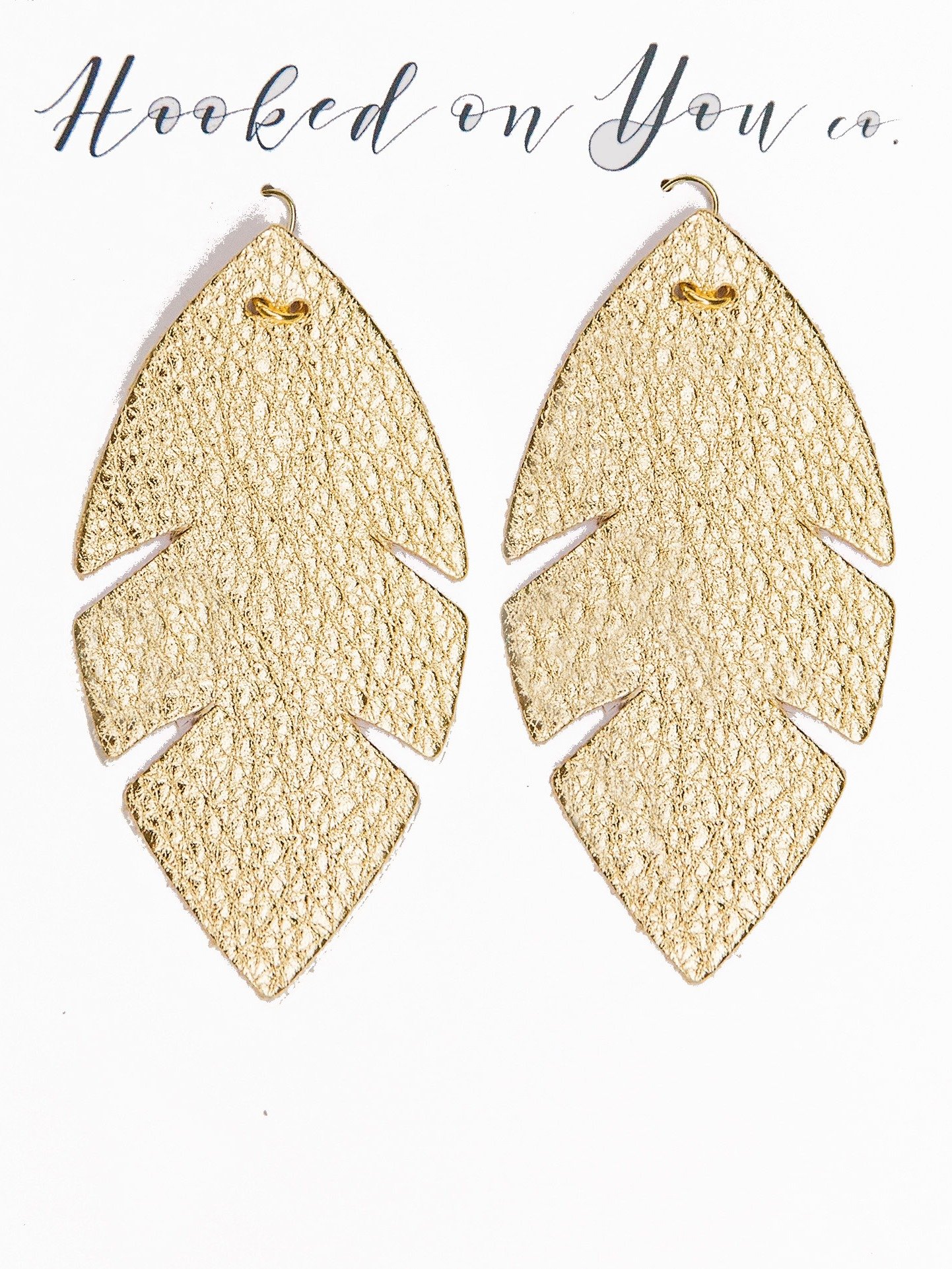 Gold Palm Leather Earrings product image (2)