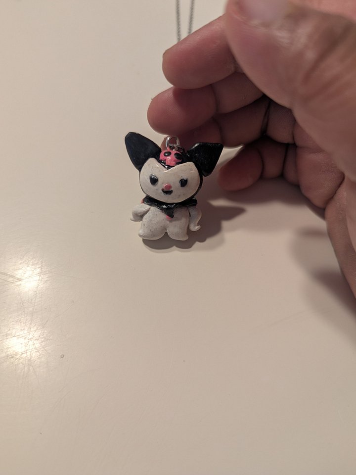 Handmade Kuromi Necklace – Sanrio Inspired Polymer Charm product image (1)