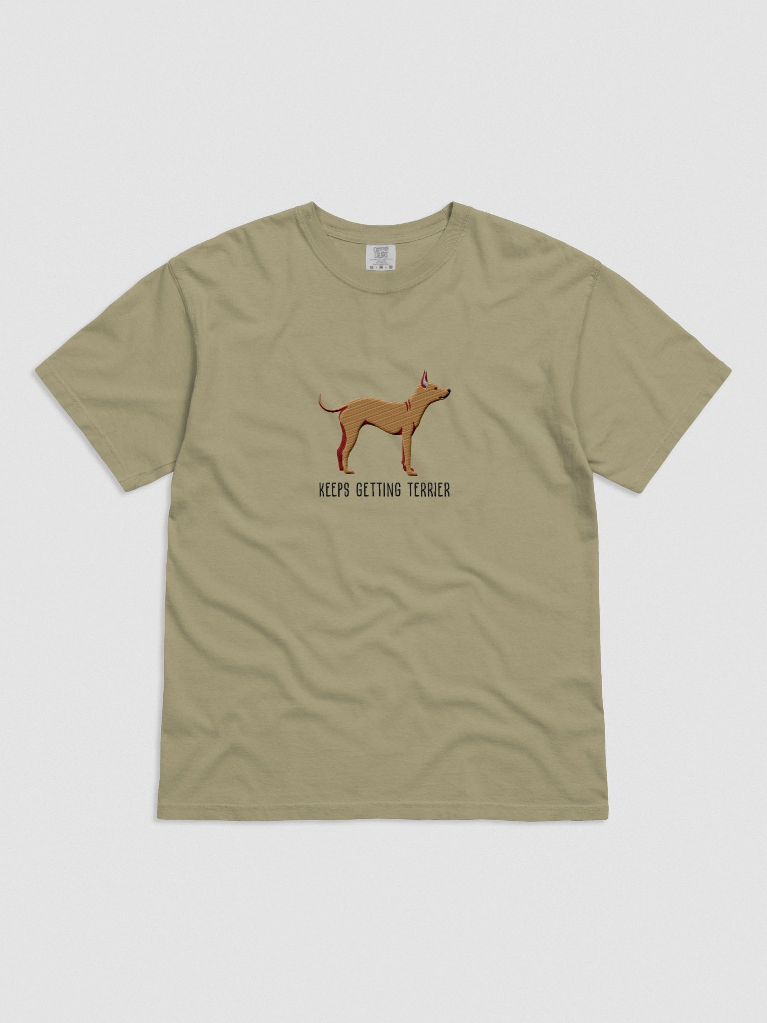 Keeps Getting Terrier T-Shirt(Embroidered) of an American Hairless Terrier(Tan) product image (4)