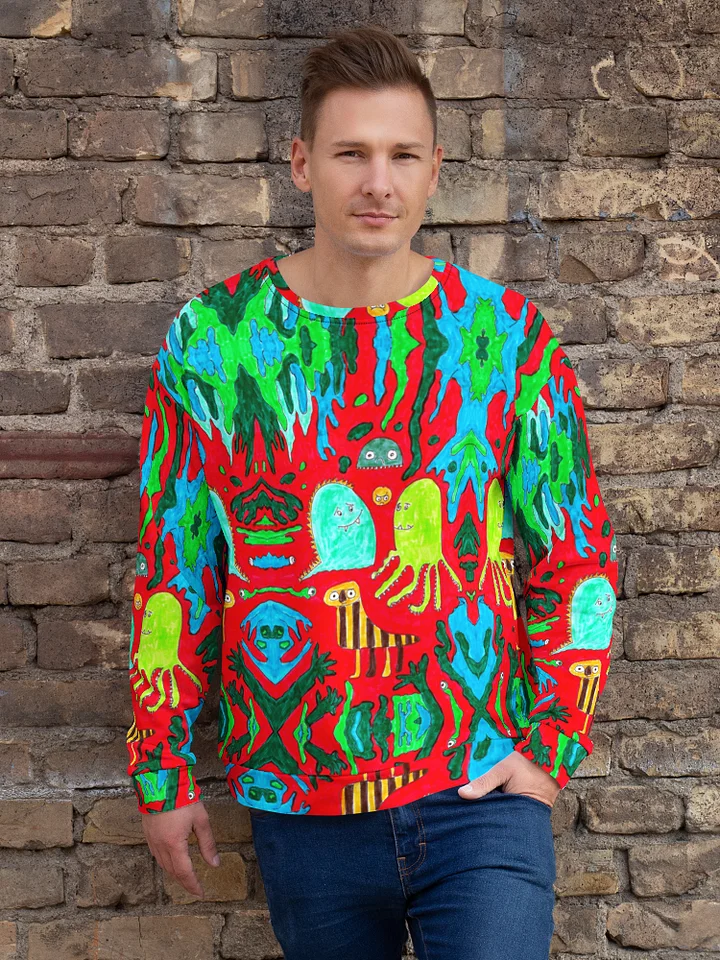 Abstract Doodle Monsters in Red All-Over Sweatshirt product image (2)