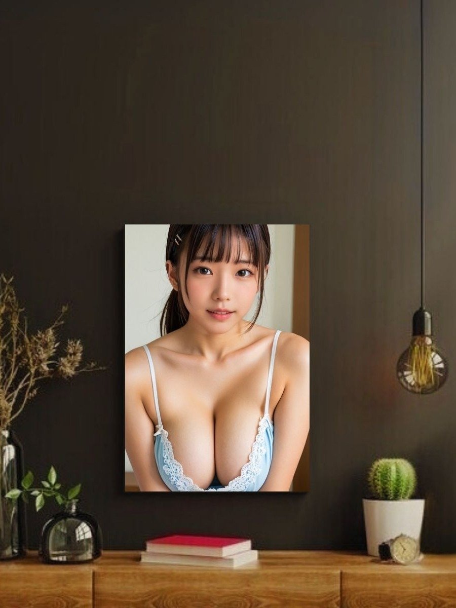 Kawaii Light Blue Lace Girl 8x10 Metal Wall Art – Japanese Model Metal Poster product image (2)