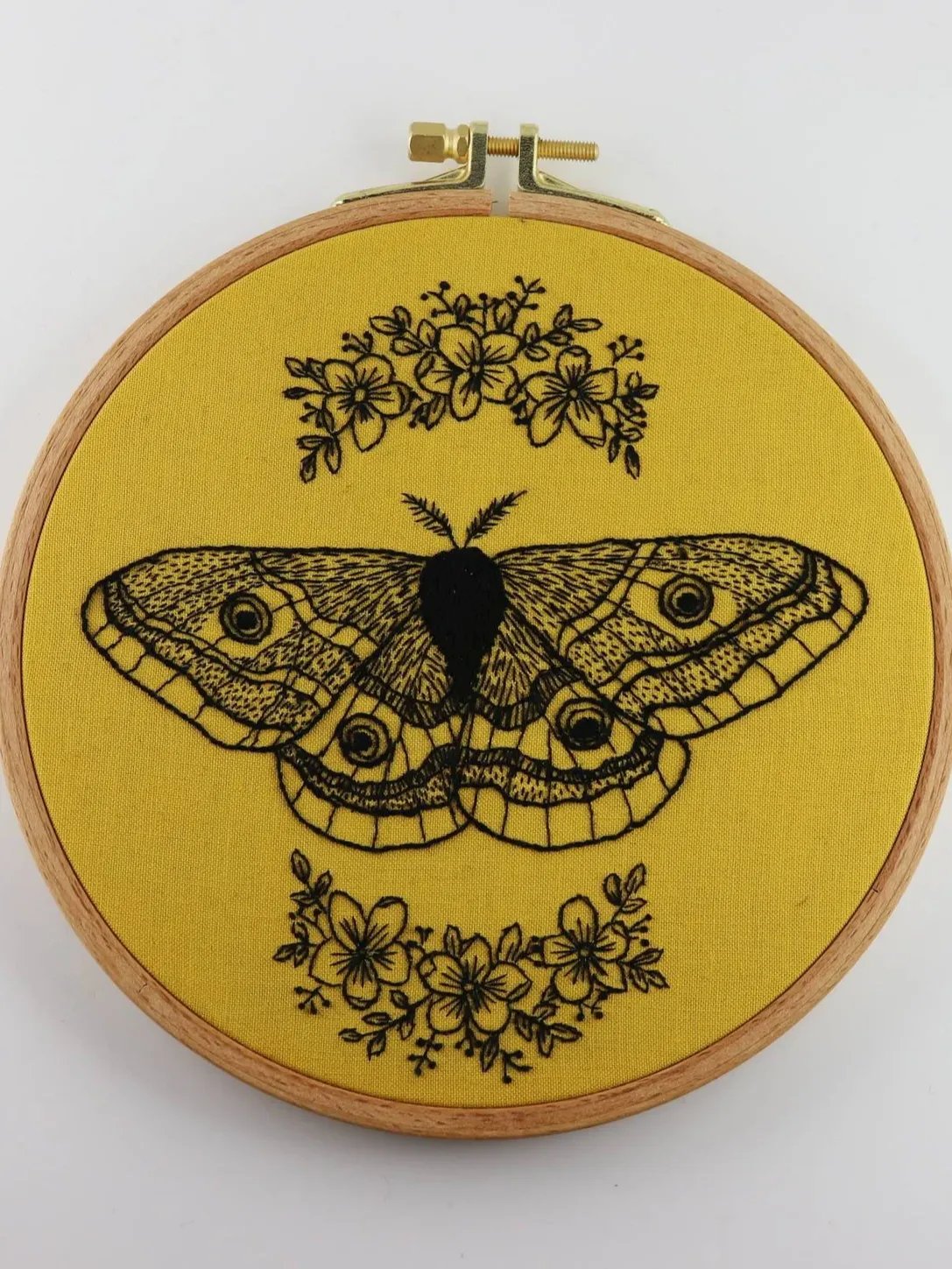 Monochrome Emperor Moth Outline Hand Embroidery Pattern: Beginner-Friendly Line Art Tutorial (PDF Digital Download) product image (6)