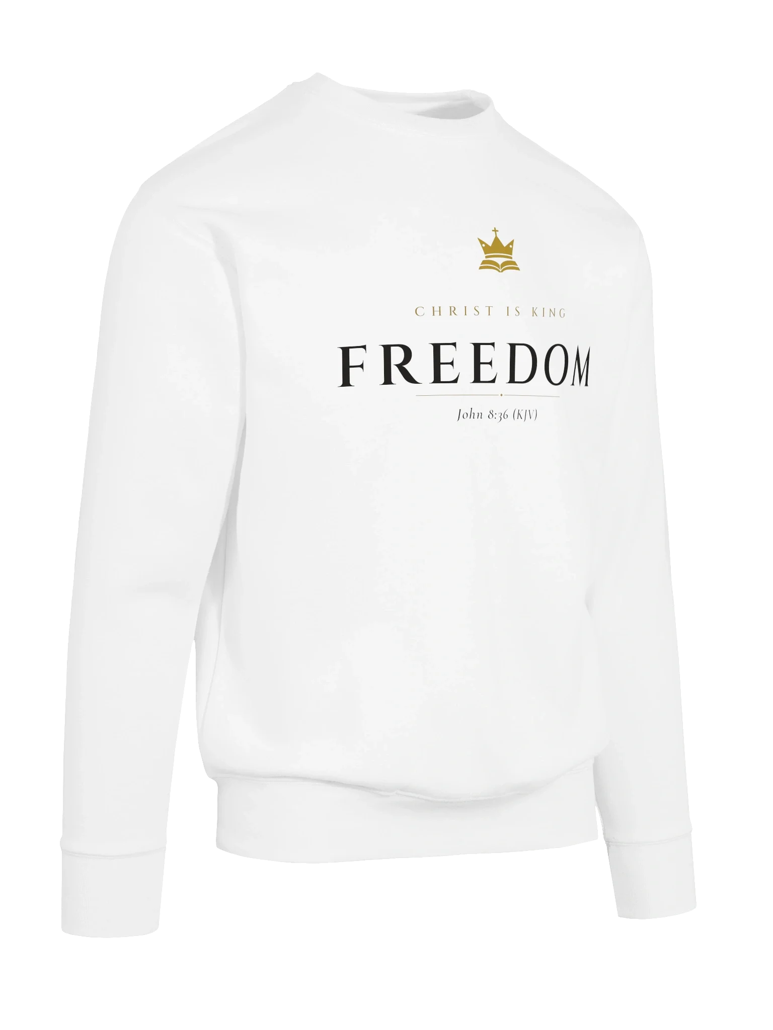 Freedom Crewneck - White, view 10 — Christ Is King crewneck