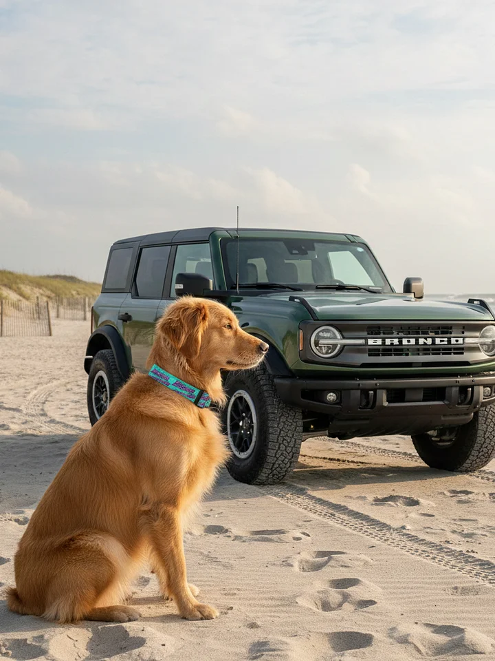 2026 Bronco Beach Bash OBX / Destination Bigfoot Bronco Collab Dog Collar Dark Turquoise (Multiple Sizes Available) product image (1)