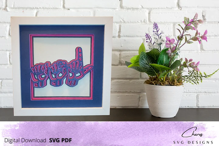 ASL (American Sign Language) 3D Shadow Box SVG Layered Shadow Box Design product image (2)