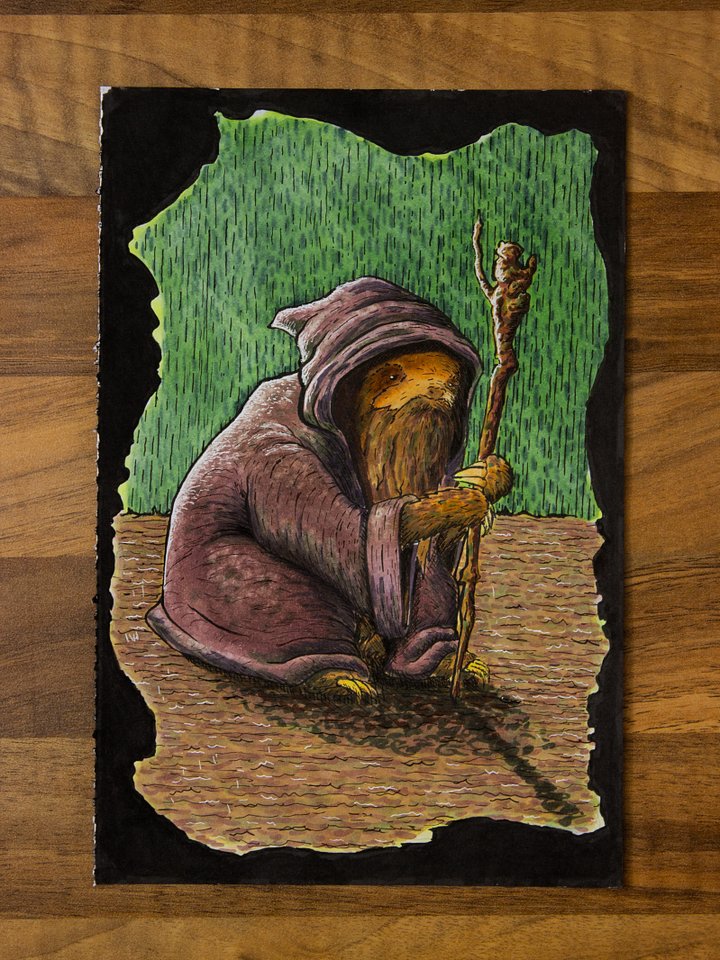 Sloth Wizard Alcohol Marker Original Artwork product image (1)