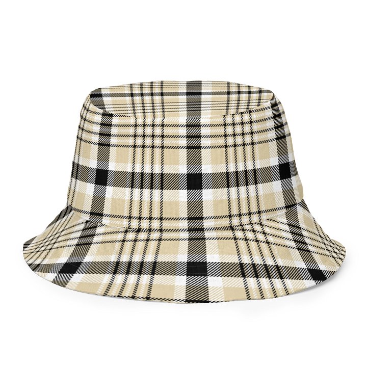 Beige/Black Reversible Plaid All-Over Print Bucket Hat product image (2)