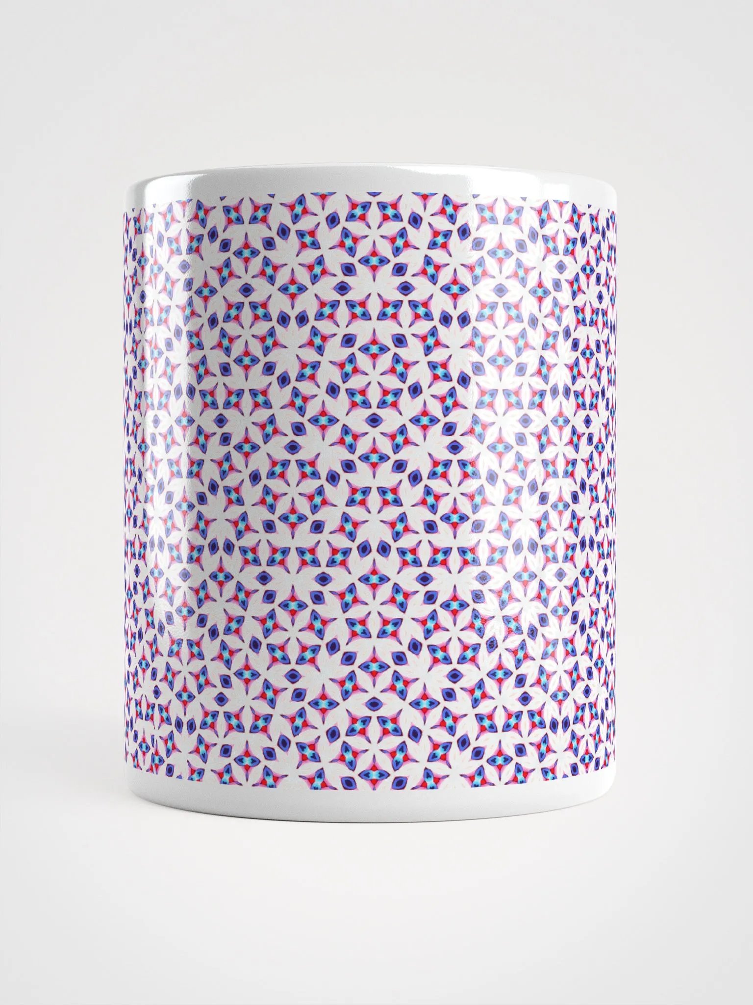 White Blue & Red Seamless Diamond Pattern Ceramic Mug product image (5)