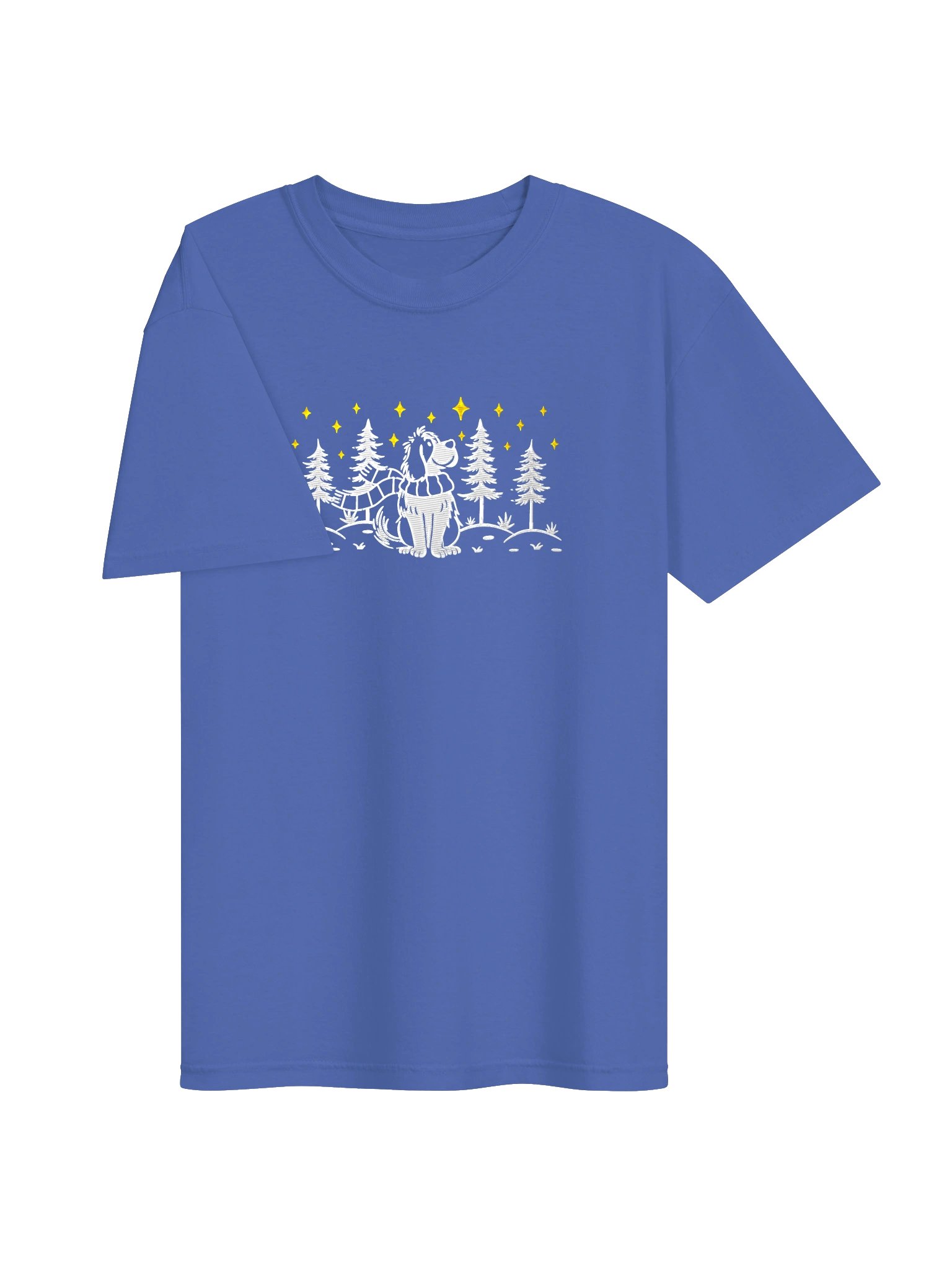 Saint Bernard Winter/Christmas Line Art Design Embroidered T-Shirt product image (27)