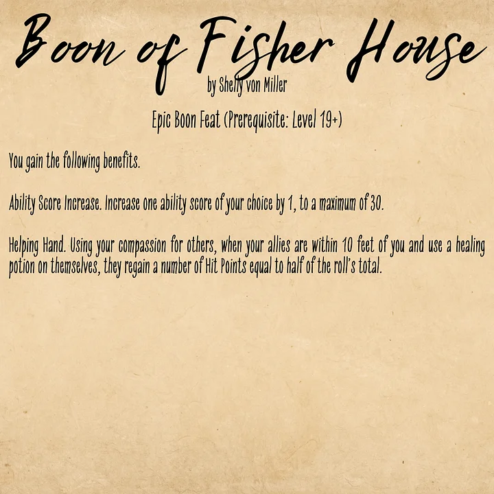 Boon of Fisher House (Homebrewed Epic Boon Feat) product image (1)