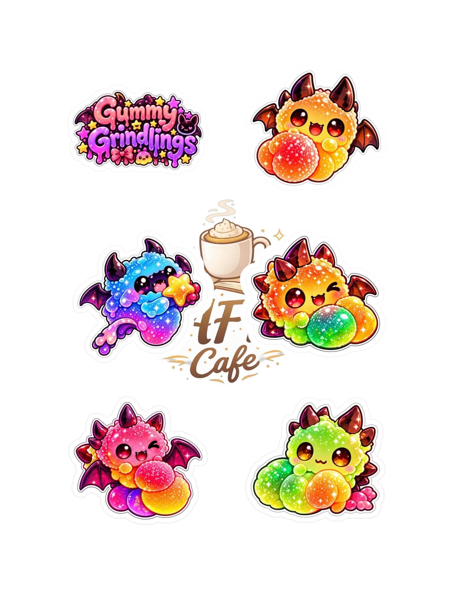 The AFK Cafe™ Gummi Grindlings | 6-Piece Sticker Pack product image (3)