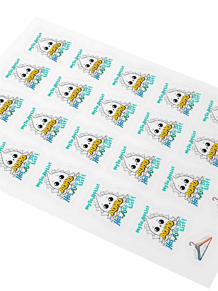 ADHD My to do list, has a to do list Kiss Cut Sticker Sheet product image (2)
