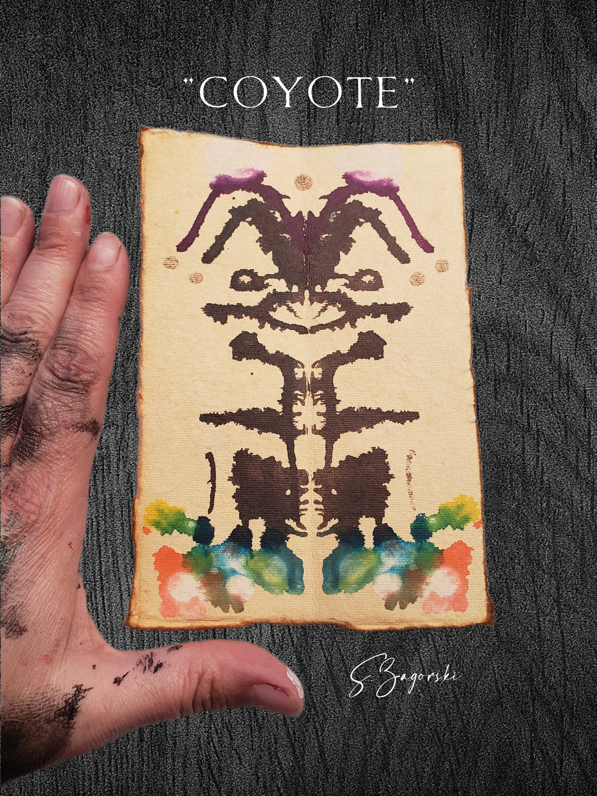 Set of 3 Tricksters | Coyote, Loki, Clown | Inkblot Paper Scrolls (small) product image (3)