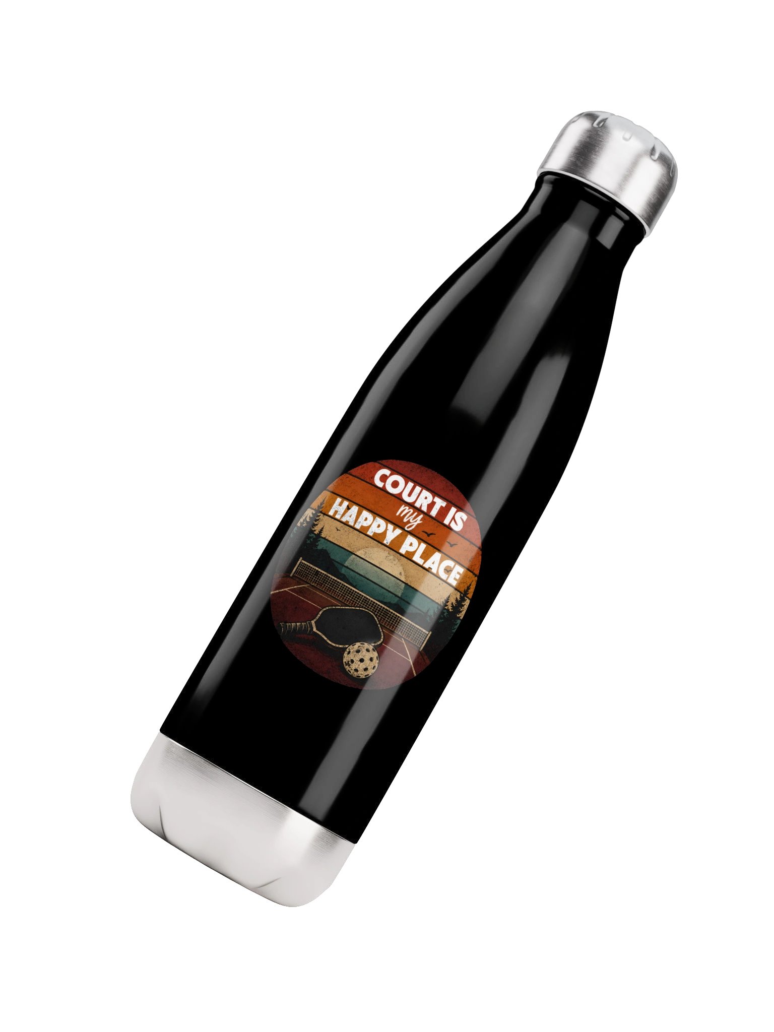 Court Is My Happy Place Pickleball Water Bottle – Funny Pickleball Water Bottle product image (4)
