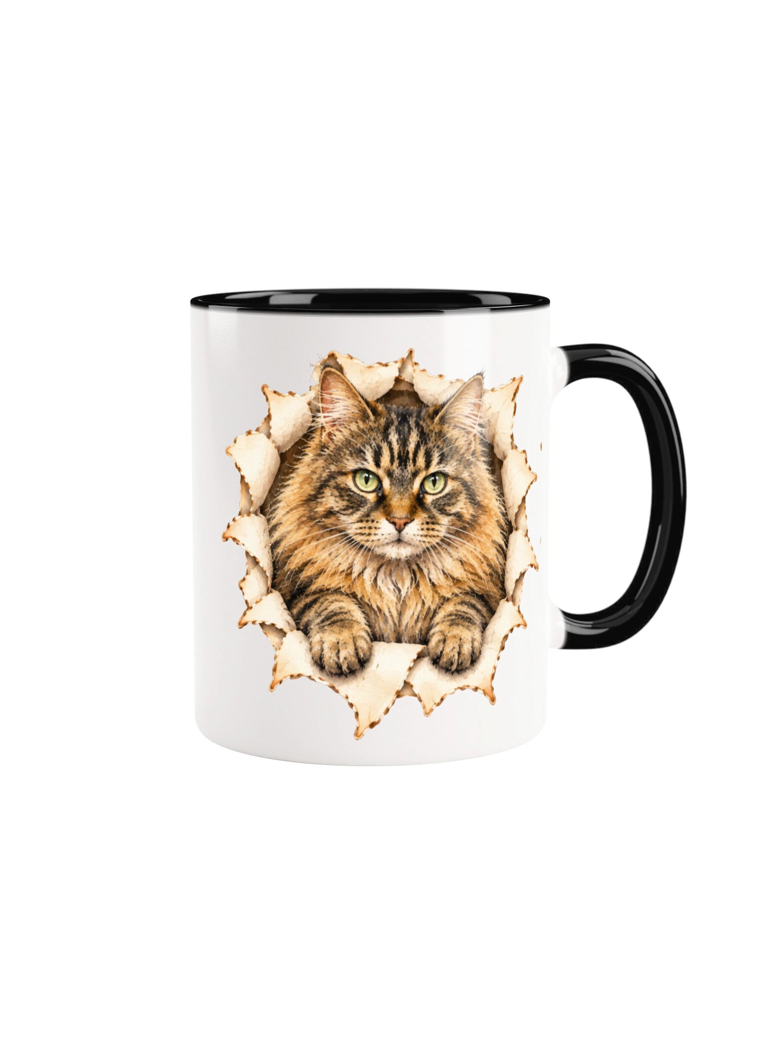 Peekaboo Fluffy Tabby Cat Front and Back Mug product image (1)