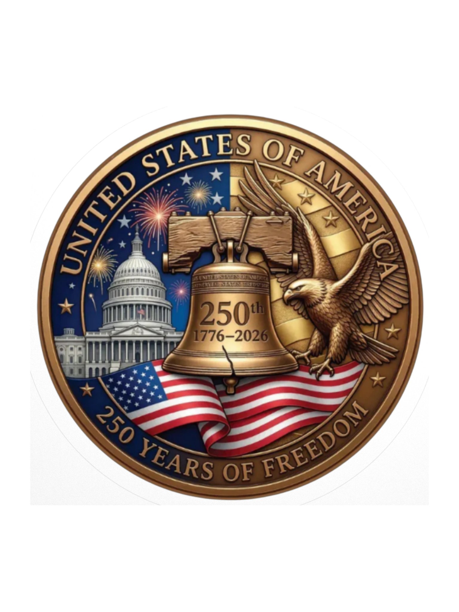 250th Anniversary America Sticker | Liberty Bell Kiss Cut Sticker | Patriotic USA 1776–2026 Decal product image (2)